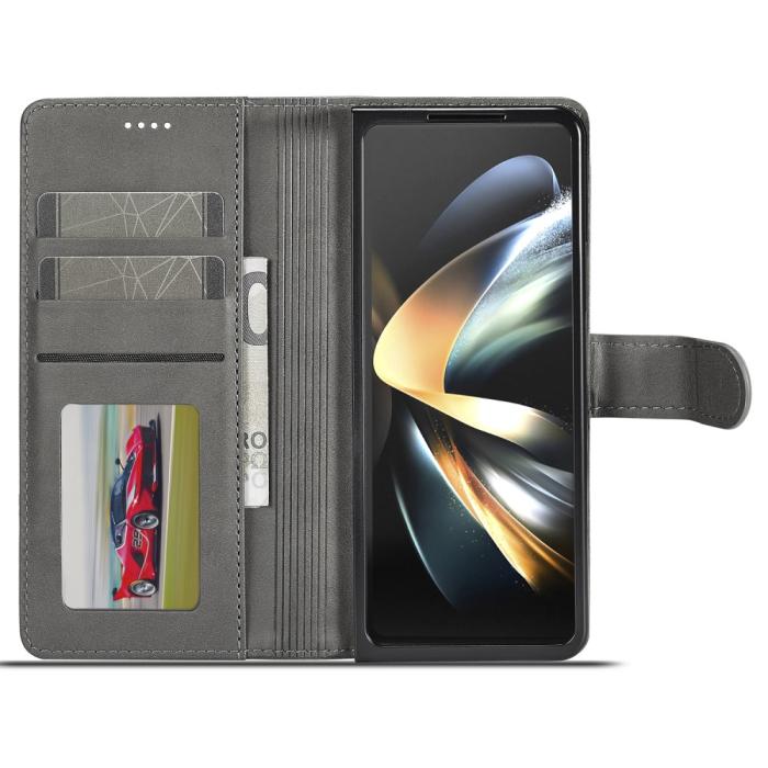 Bild 2, LC.IMEEKE LC.IMEEKE Galaxy Z Fold 5 Fodral Läder Grå