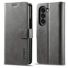 LC.IMEEKE LC.IMEEKE Galaxy Z Fold 5 Fodral L&auml;der Gr&aring;