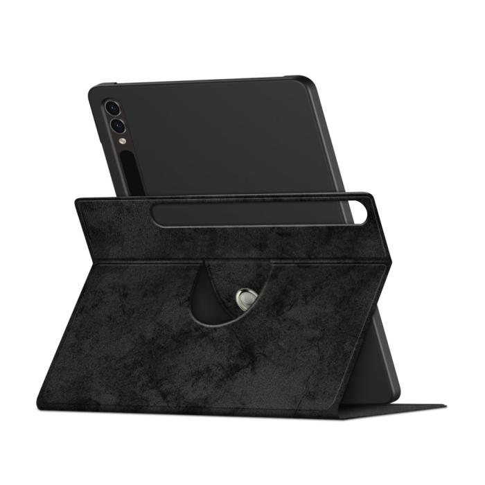 Bild 4,  Galaxy Tab S9 Fodral Läder 360° Rotation Svart
