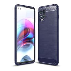  Motorola Moto G100 Skal Borstad St&aring;l- Och Kolfiber Textur Bl&aring;
