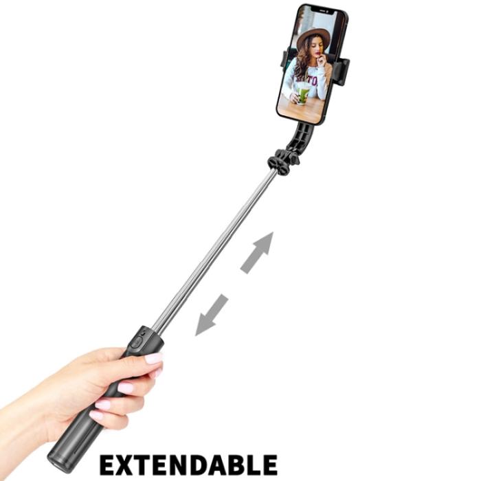 Bild 2,  Bluetooth Selfiestick Tripod 113 cm Svart
