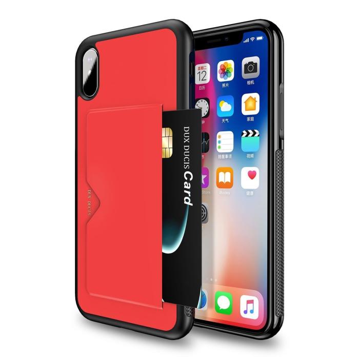 Bild 3,  iPhone Xs Max Dux Ducis Skal Med Kortfack - Röd