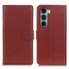  Motorola Moto G200 Fodral Litchi L&auml;der Brun