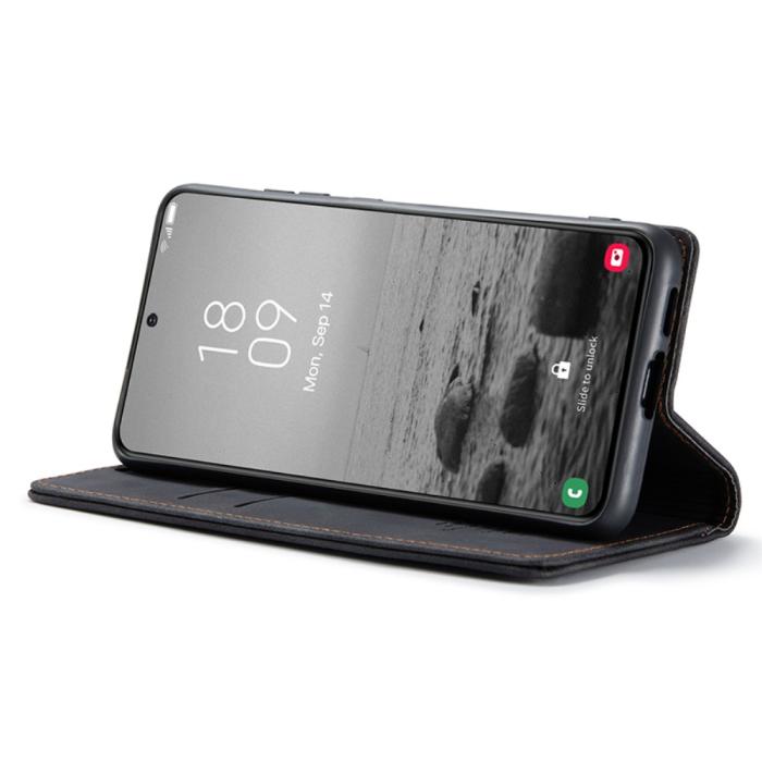 Bild 3, CASEME CASEME Galaxy S24 Plus Fodral Flip Retro Läder Svart