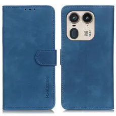 KHAZNEH KHAZNEH Motorola Edge 50 Ultra 5G Fodral Retro L&auml;der Bl&aring;