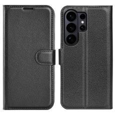  Samsung Galaxy S26 Ultra Fodral Litchi L&auml;der Svart