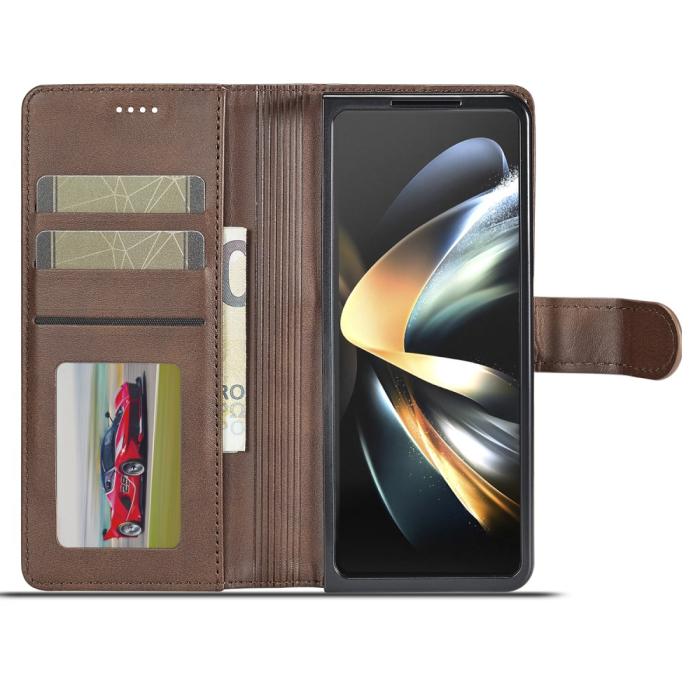 Bild 2, LC.IMEEKE LC.IMEEKE Galaxy Z Fold 5 Fodral Läder Brun