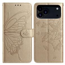  iPhone 17 Pro Fodral Med Fj&auml;ril Tryck Guld