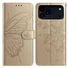  iPhone 17 Pro Fodral Med Fj&auml;ril Tryck Guld