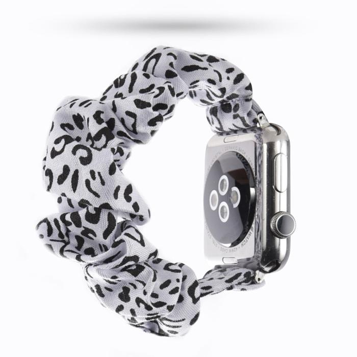 Bild 3,  Scrunchie White Leopard Armband Apple Watch 42/41/40/38 mm