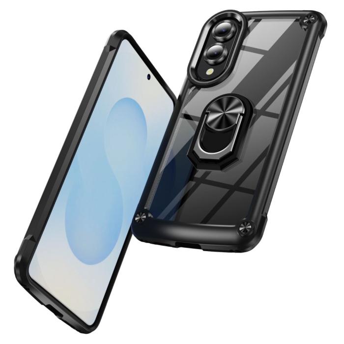Bild 2,  Samsung Galaxy S25 Edge Skal Shockproof Ring Hybrid Svart