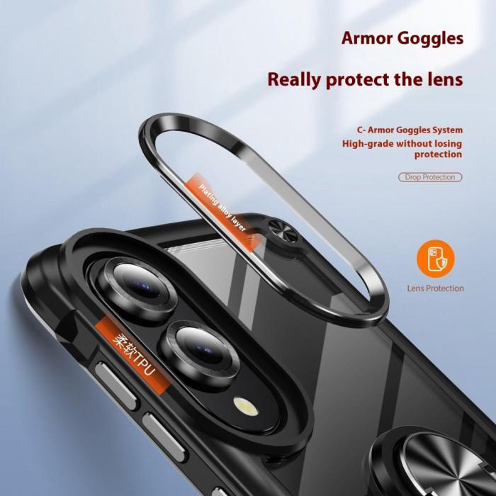 Bild 5,  Samsung Galaxy S25 Edge Skal Shockproof Ring Hybrid Svart