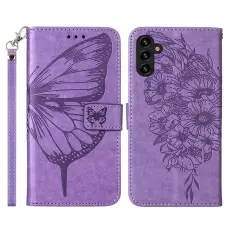  Samsung Galaxy A54 5G Fodral Med Fj&auml;ril Tryck Lila