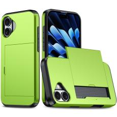  iPhone 16 Plus Skal Hybrid Med Kortfack Gr&ouml;n