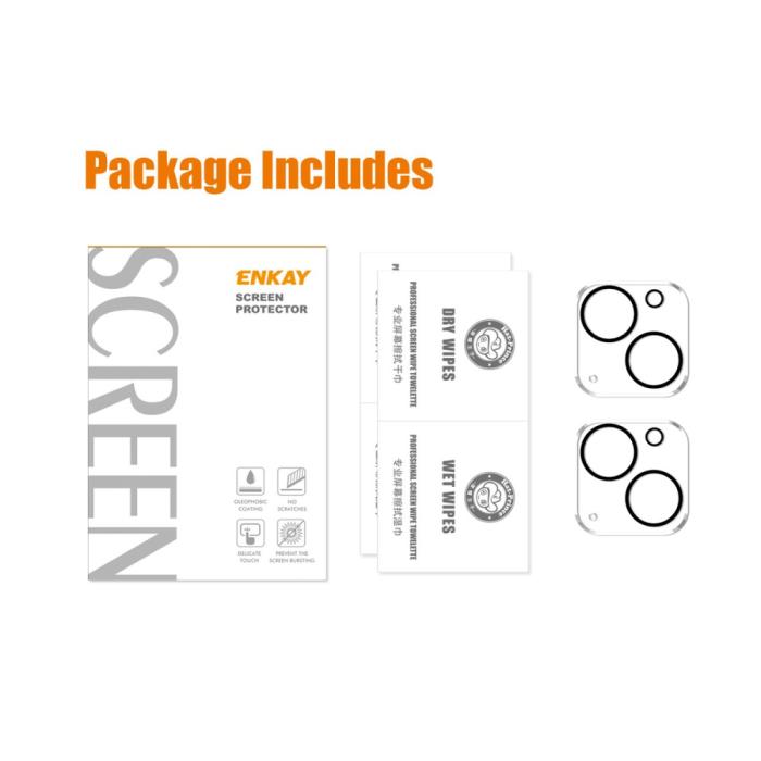 Bild 6, ENKAY ENKAY iPhone 15 / 15 Plus 2-PACK Linsskydd Härdat Glas