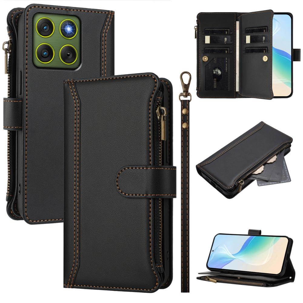  Motorola Edge 70 Fodral Multifunktionellt Läder Svart