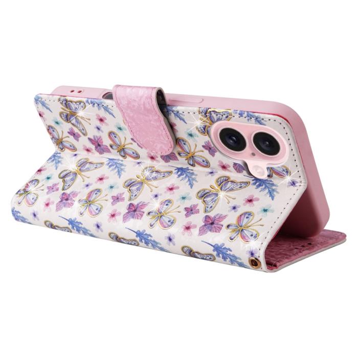 Bild 4,  iPhone 16 Fodral Med Tryck Fjärilar / Blommor RFID