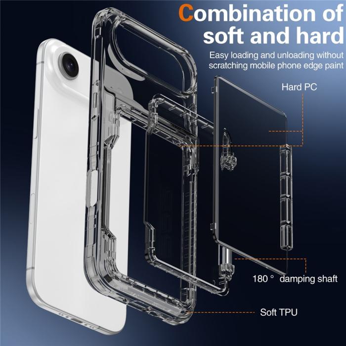 Bild 5,  iPhone Air Skal Kickstand Med Kortfack Tonad Svart
