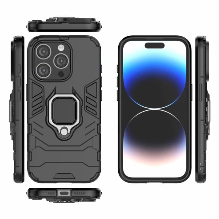 Bild 2,  iPhone 15 Pro Skal Armor Hybrid Ring Svart