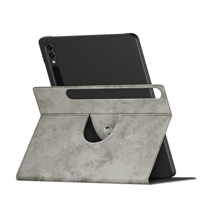 Bild 4,  Galaxy Tab S9 Fodral Läder 360° Rotation Grå