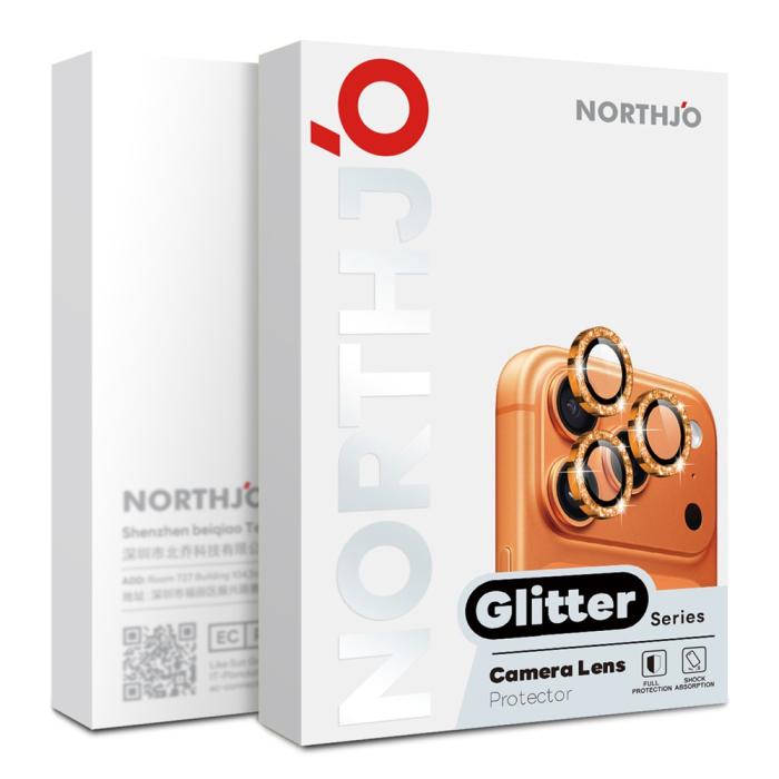 Bild 5, NORTHJO NORTHJO iPhone 18 Pro/18 Pro Max Linsskydd Glitter