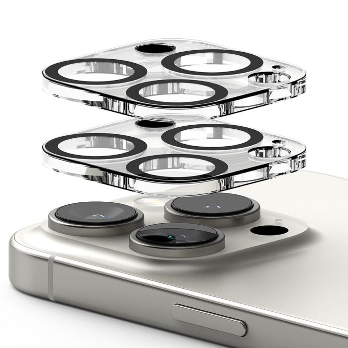 Bild 4, Ringke Ringke iPhone 16 Pro / 16 Pro Max 2-PACK Linsskydd Härdat Glas Transparent