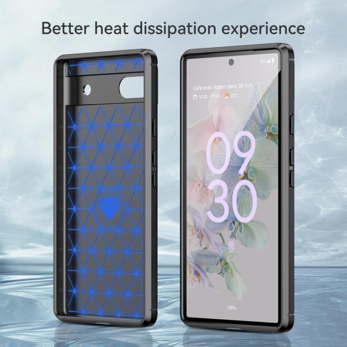 Bild 4,  Google Pixel 6A Skal Borstad Stål Textur Svart