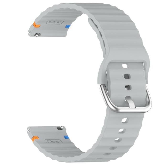 Bild 4,  Klockarmband 22 mm Silikon Wave Design Grå