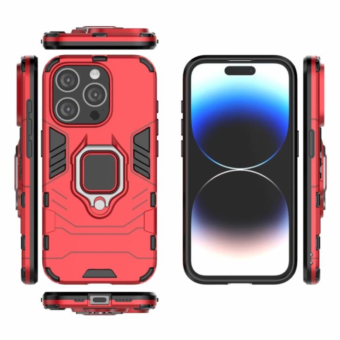 Bild 2,  iPhone 15 Pro Skal Armor Hybrid Ring Röd