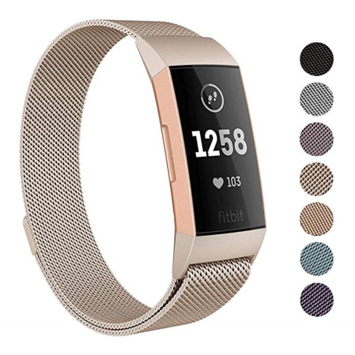 Bild 3,  Milanese Loop Metall Armband Fitbit Charge 4/3 Champagne Guld