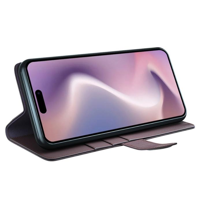 Bild 3,  iPhone 16 Fodral Premium Äkta Läder Brun