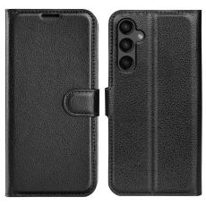  Samsung Galaxy A15 5G Fodral Litchi L&auml;der Svart