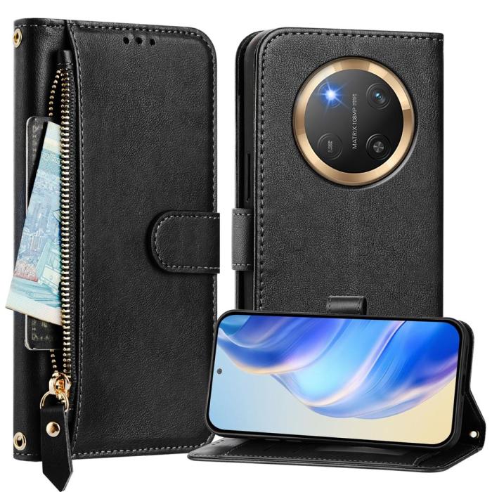 Bild 2,  Honor Magic7 Lite Fodral Multifunktionellt Läder Svart