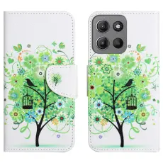  Motorola Moto G86 Power/G86 5G Fodral L&auml;der Gr&ouml;nt Tr&auml;d