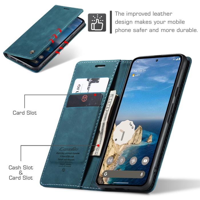 Bild 3, CASEME CASEME Google Pixel 10/10 Pro / 9/9 Pro Fodral Flip Retro Läder