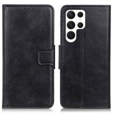  Samsung Galaxy S23 Ultra Fodral Crazy Horse Split L&auml;der Svart