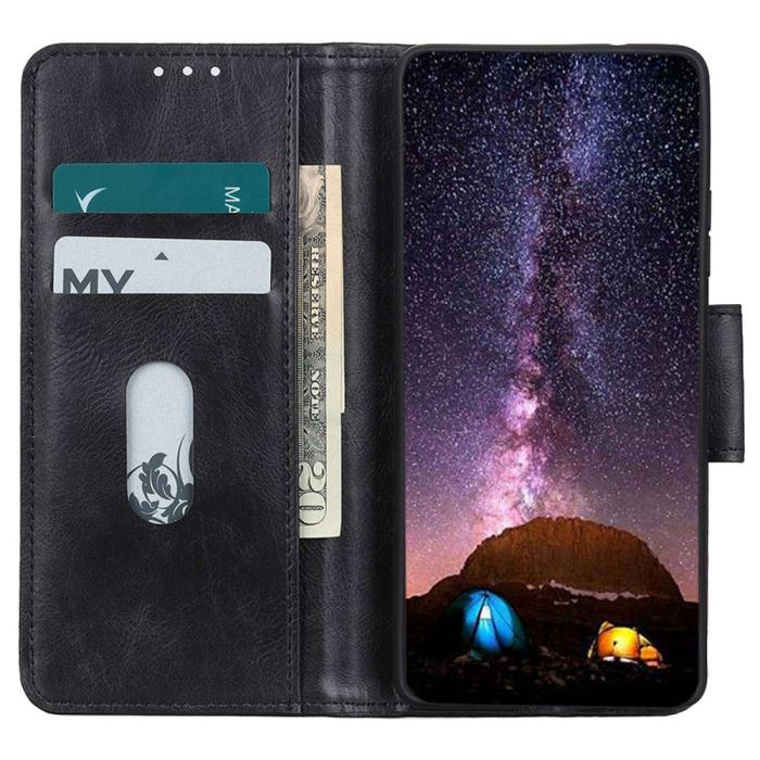 Bild 2,  Samsung Galaxy S23 Ultra Fodral Crazy Horse Split Läder Svart