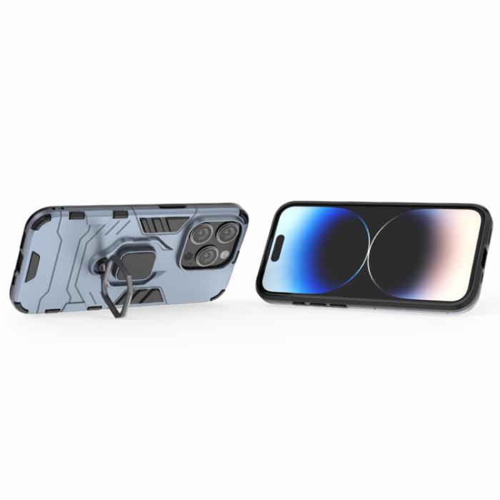 Bild 4,  iPhone 15 Pro Skal Armor Hybrid Ring Blå