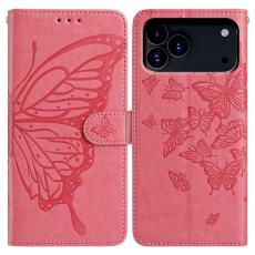  iPhone 17 Pro Fodral Med Fj&auml;ril Tryck Rosa