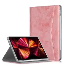  iPad Pro 12.9 (2018/2020/2021) - Fodral Med Frontficka Och Pennh&aring;llare - Rosa