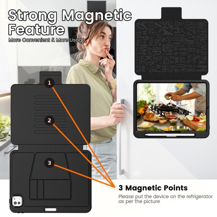 Bild 6,  iPad Pro 11 2025/2024 Fodral Läder Kickstand Korthållare Svart