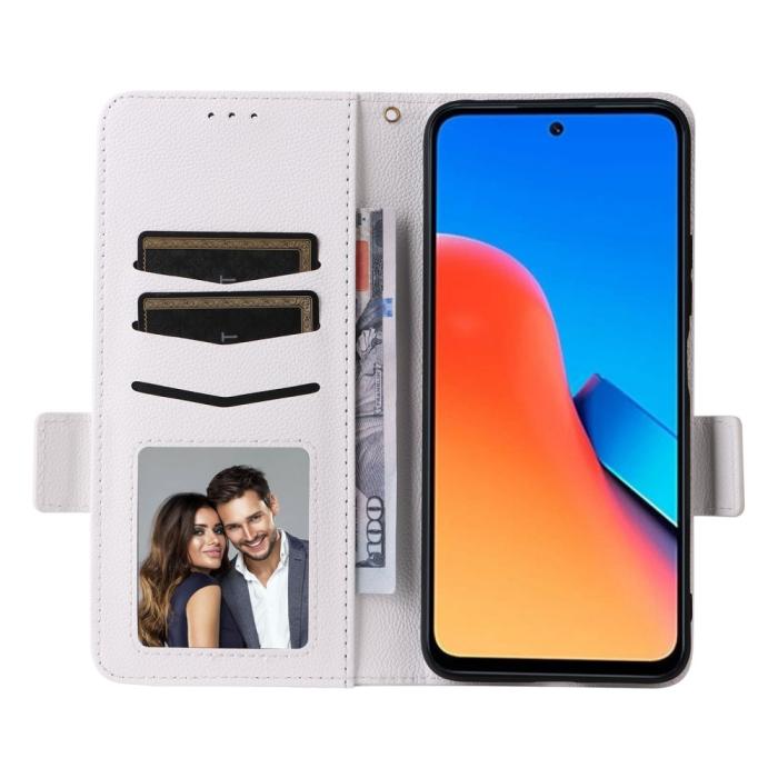 Bild 2,  Xiaomi Redmi 12 5G/4G Fodral Litchi Läder Vit