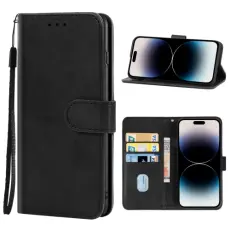 iPhone 14 Pro Fodral L&auml;der Svart