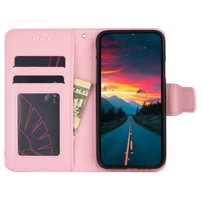 Bild 2,  Samsung Galaxy S23 Ultra Fodral Läder Ljus Rosa