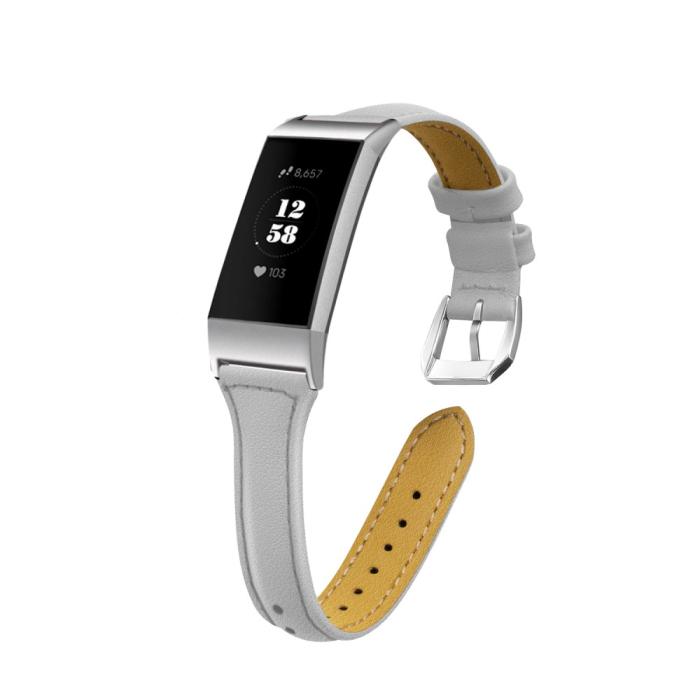 Bild 2,  Äkta Läder Armband Fitbit Charge 4/3 Grå