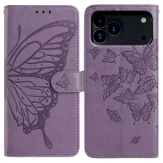  iPhone 17 Pro Fodral Med Fj&auml;ril Tryck Lila