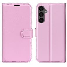  Samsung Galaxy A15 5G Fodral Litchi L&auml;der Ljus Rosa