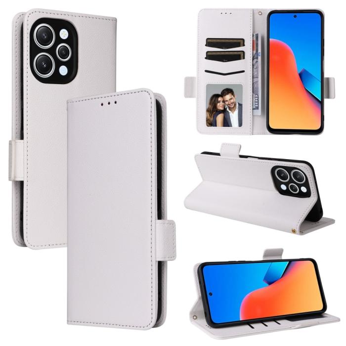 Bild 5,  Xiaomi Redmi 12 5G/4G Fodral Litchi Läder Vit