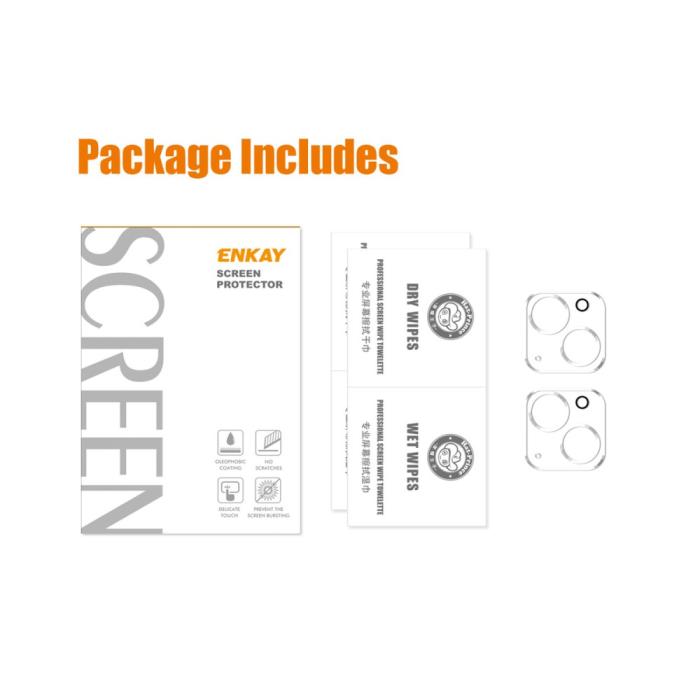 Bild 6, ENKAY ENKAY iPhone 15 / 15 Plus 2-PACK Linsskydd Härdat Glas