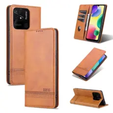 AZNS AZNS Xiaomi Redmi 10C Fodral Flip L&auml;der Brun